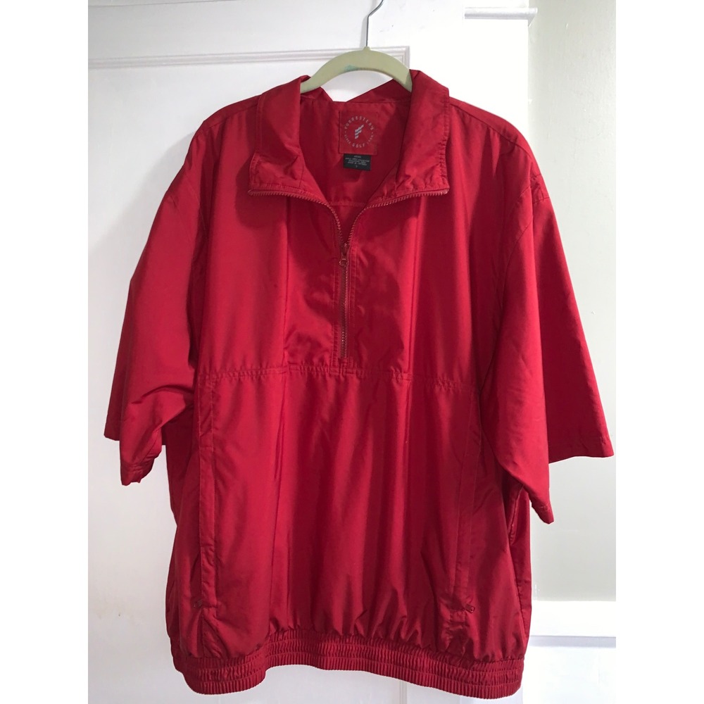 Forresters Golf Mens Red Quarter Zip Short Sleeve Windbreaker Pullover Large